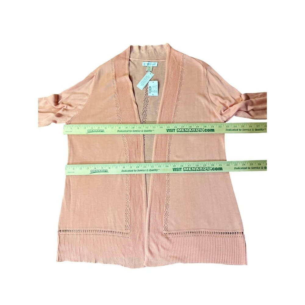 Christopher & Banks Cardigan Womens XL Peach Pink Open Front 3/4 Sleeve NEW - Picture 5 of 16